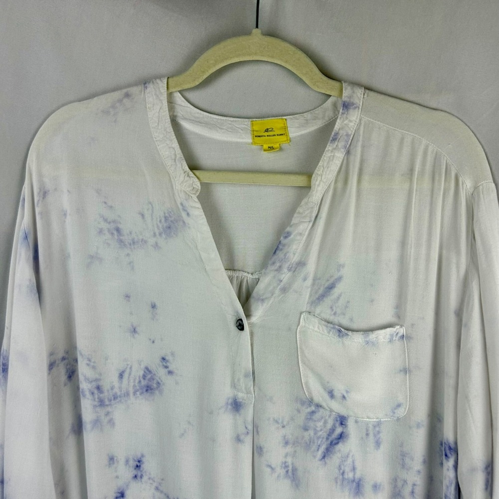 Roberta Roller Rabbit Shirt Dress Women M‎ / L White Purple Tie Dye Beach Cotton - Picture 3 of 9